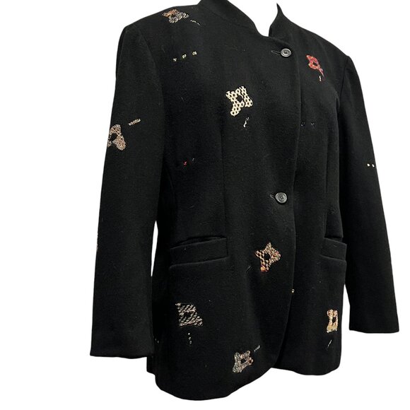 Deborah Cross Embroidered Blazer, Black Multi, M 8/10 - Picture 10 of 10